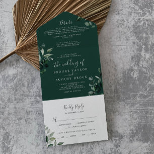 Invitation Tout En Un Émeraude   Mariage photo vert
