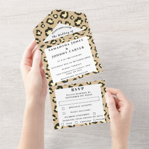 Invitation Tout En Un Empreinte de léopard Cheetah Brown Safari Mariage