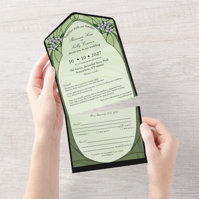 Invitation Tout en Un en Verre Coloré (Déchirure)