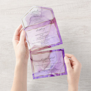 Invitation Tout En Un Encre liquide Rose mauve UlUV moderne