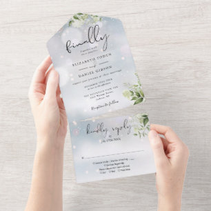 Invitation Tout En Un Enfin des fleurs vertes pour un mariage d'hiver