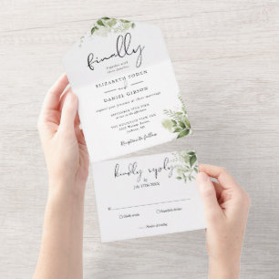 Invitation Tout En Un Enfin Script Botanical Greenery Mariage