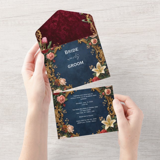 Invitation Tout En Un Ensemble classique d'invitation de mariage élégant (Déchirure)
