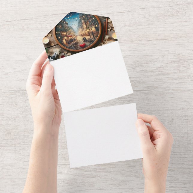 Invitation Tout En Un Envelopes de mariage 3,5x5 | Adresse élégante (Déchirure)