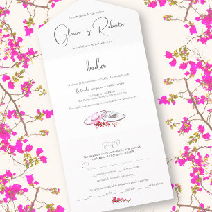 Invitation Tout En Un Espagnol, Invitación a Boda Sombrero Charro Mariag