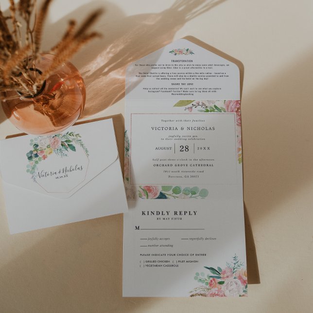 Invitation Tout En Un Été bouillonnant | Mariage floral aquarelle (Créateur téléchargé)