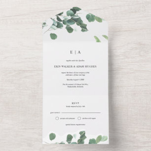 Invitation Tout En Un Éteindre l'aquarelle botanique Mariage Eucalyptus