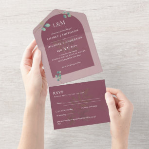 Invitation Tout En Un Eucalyptus Feuilles superposition Mariage Arche