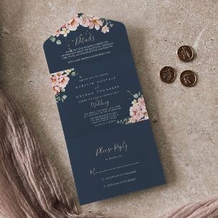 Invitation Tout En Un Eucalyptus Garden Rose Mariage Floral