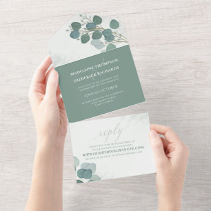 Invitation Tout En Un Eucalyptus moderne Élégant Foliage rustique Simple