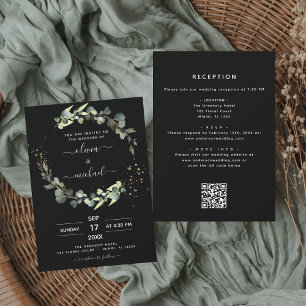 Invitation Tout en un Eucalyptus QR Code Rustique Mariage