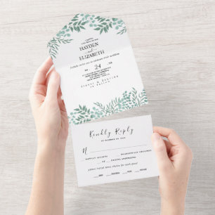 Invitation Tout En Un Eucalyptus Rustic Tout en un mariage Inviter du ma