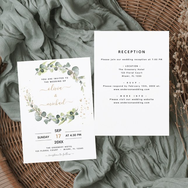 Invitation Tout en un Eucalyptus Rustique Mariage botanique (Créateur téléchargé)