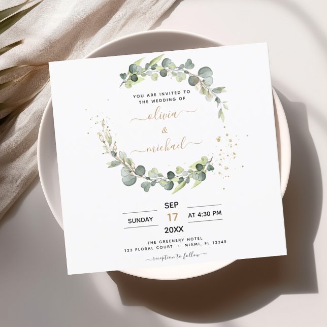 Invitation Tout en un Eucalyptus Rustique Mariage botanique (Créateur téléchargé)