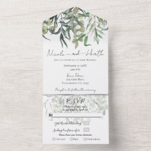 Invitation Tout En Un Eucalyptus Sispy Verdure Mariage minimal