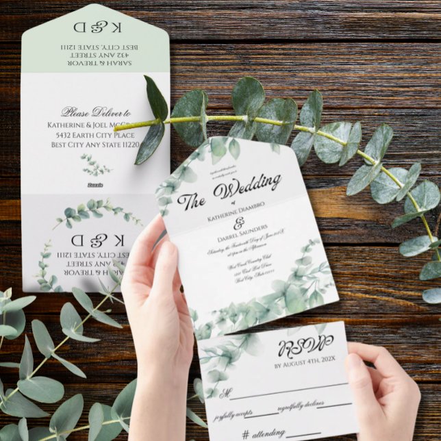 Invitation Tout En Un Eucalyptus Verdure Mariage élégant (Créateur téléchargé)