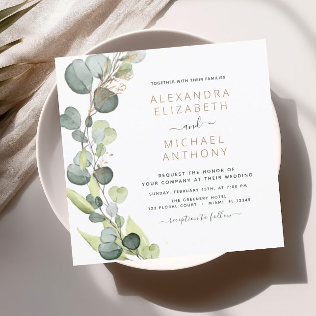 Invitation Tout en un Eucalyptus Verdure Mariage rustique (Créateur téléchargé)