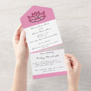 Invitation Tout En Un Exquis Lotus en rose tout en un