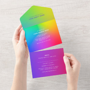 Invitation Tout En Un Eyecatching Personnalisé Rainbow Moderne Élégant