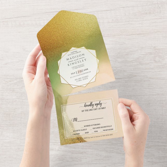Invitation Tout En Un Fab Chartreuse 💚 Budget Incroyable Abstrait Marid (Déchirure)