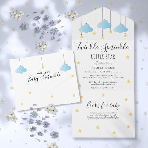 Invitation Tout En Un Faire Briller les Nuages Bleus de la Fête de Bébé