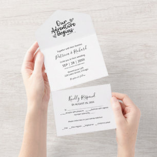 Invitation Tout En Un Faire-Parcours de Mariage Tout en Un Notre Aventur