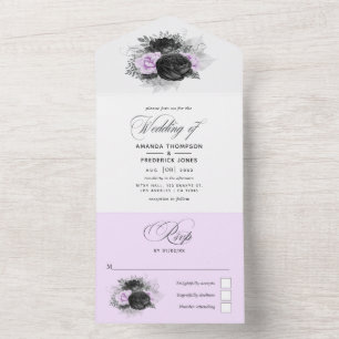 Invitation Tout En Un Fairepart de mariage floral tout-en-un lilas et ch