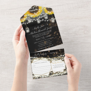 Invitation Tout En Un Fairepart de mariage Pot Mason Fleur de Tournesol 
