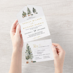 Invitation Tout En Un Fairepart de mariage tout-en-un Arbre de Noël