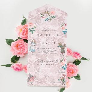 Invitation Tout En Un Fairytale Vintage Alice au pays des merveilles