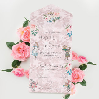 Invitation Tout En Un Fairytale Vintage Alice au pays des merveilles