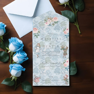 Invitation Tout En Un Fairytale Vintage Alice au pays des merveilles