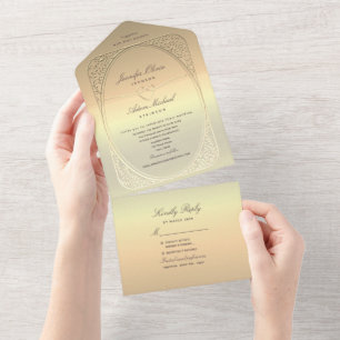 Invitation Tout En Un Faux Gold Foil Mariage