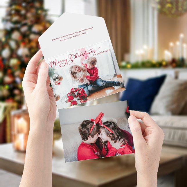 Invitation Tout En Un Festif Joyeux Noël Calligraphie (Créateur téléchargé)