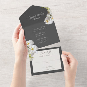 Invitation Tout En Un Fête d'anniversaire des Orchidées