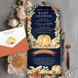 Invitation Tout En Un Fête d'automne terrestre Fleurs de citrouille mari
