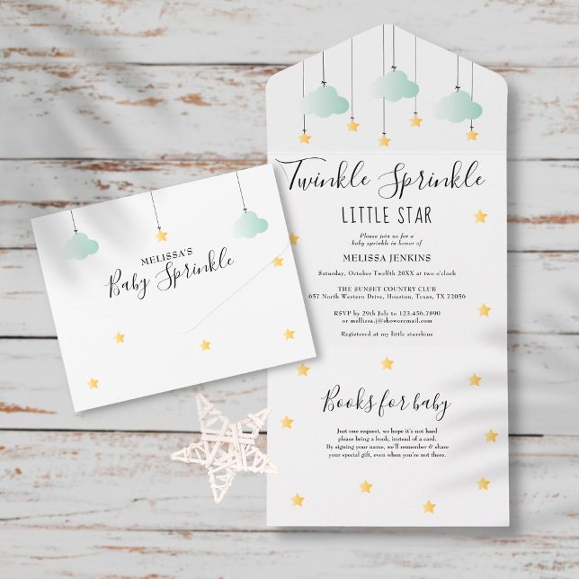 Invitation Tout En Un Fête de bébé neutre Twinkle Sprinkle (Créateur téléchargé)