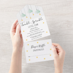 Invitation Tout En Un Fête de bébé neutre Twinkle Sprinkle