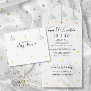 Invitation Tout En Un Fête de bébé neutre Twinkle Twinkle