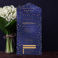 Fête de graduation Marine bleu or étoiles RSVP