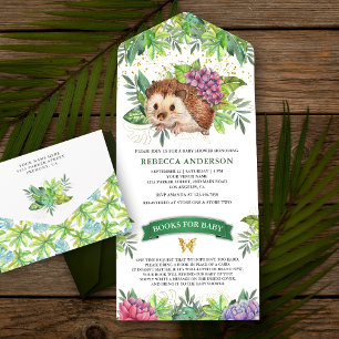 Invitation Tout En Un Fête de naissance de hérisson floral mignon de for