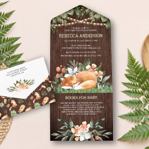 Invitation Tout En Un Fête de naissance de la forêt en bois rustique Ren