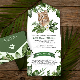 Invitation Tout En Un Fête de naissance Jungle Tropical Rustique Safari