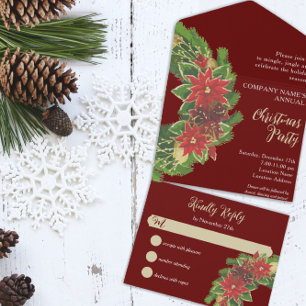 Invitation Tout En Un Fête de Noël Wreath Dark Red Company