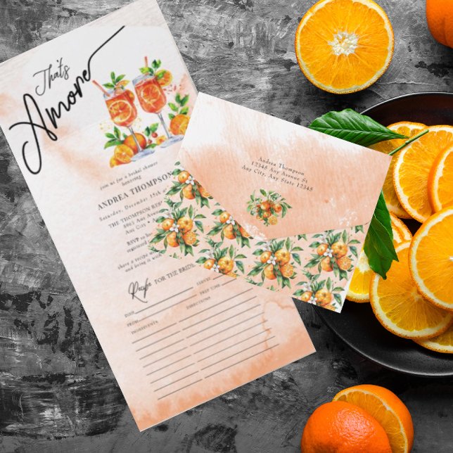 Invitation Tout En Un Fête des mariées d'aquarelle orange Citrus (Créateur téléchargé)