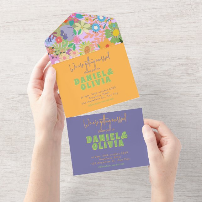 Invitation Tout En Un Fête des mariées Mariage (Déchirure)