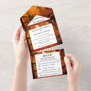 Invitation Tout En Un Feuilles de bois rustiques de campagne de bouleau