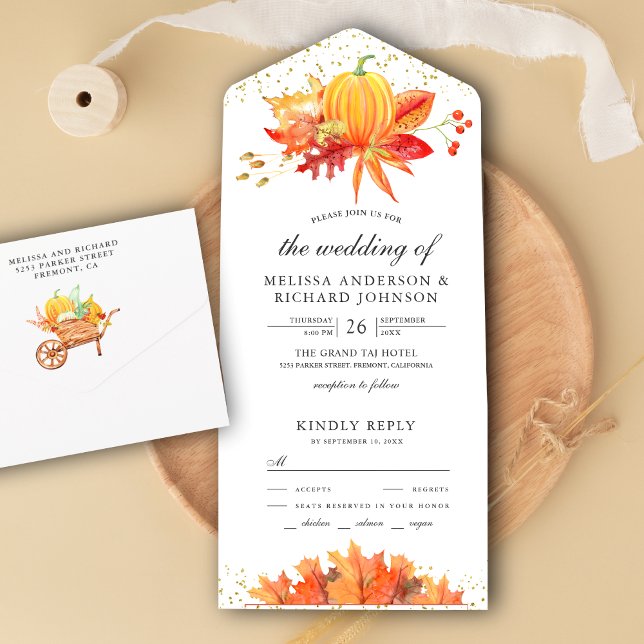 Invitation Tout En Un Feuilles de Érable de l'Automne Rustique Mariage C (Créateur téléchargé)