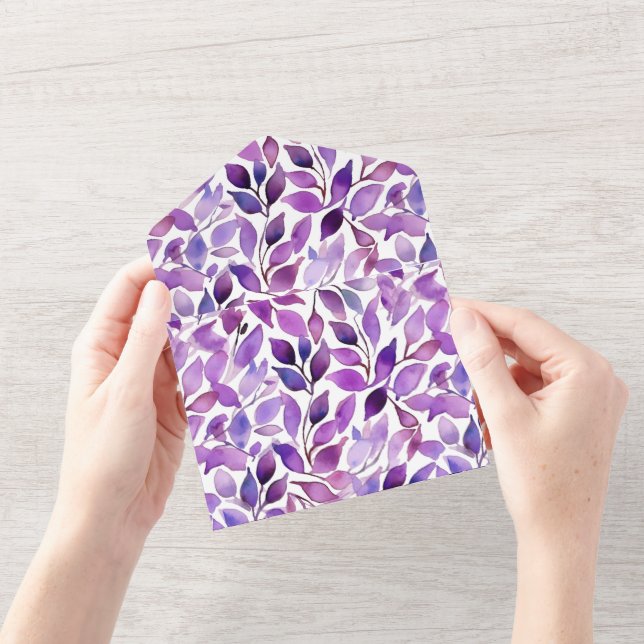 Invitation Tout En Un Feuilles Violettes (Ouverture)