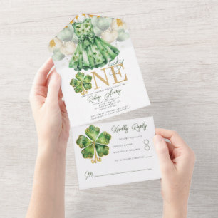 Invitation Tout En Un Fille premier anniversaire St Patrick's Day Rsvp